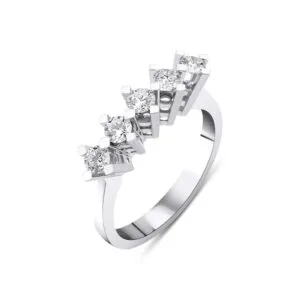 Beştaş Pırlanta Yüzük Kademeli Dalgalı Modern Tasarım