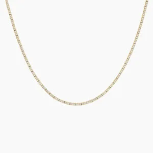 2.50 Karat Pırlanta Su Yolu Kolye Sarı Altın Zarif Tasarım