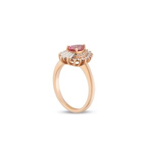 armut kesim pembe tasli vintage yuzuk yandan gorunumu