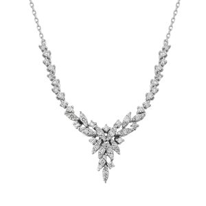 markiz ve yuvarlak tasli floral v form pirlanta kolye modeli