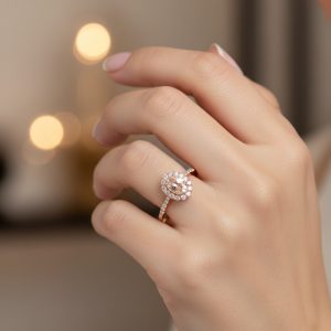 oval morganit tasli vintage halo yuzuk parmakta durusu