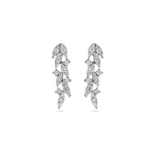 yaprak motifli uzun pirlanta kupe modeli