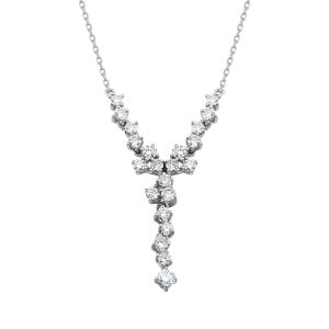 yuvarlak tas dizilimli lineer y form pirlanta kolye modeli