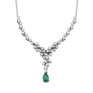 zümrüt damla tasli y form pirlanta kolye modeli