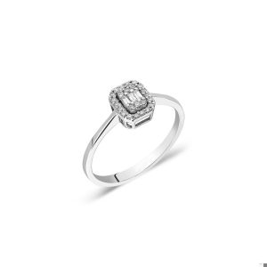 0.20 karat baget pırlanta yüzük yan açı ince gövdeli zarif model