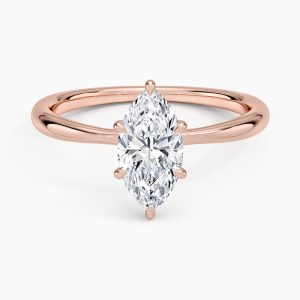 markiz kesim pırlanta tektaş yüzük rose gold üst görünüm uzun taş formu