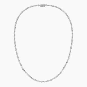 boyun çevresi boyunca yuvarlak kesim pırlantalarla uzanan 10 karat suyolu gerdanlık modeli