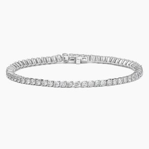 beyaz altın çift tırnaklı 2,50 karat pırlanta suyolu bileklik yuvarlak kesim taşlı