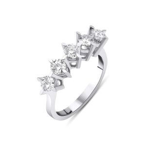 beştaş pırlanta yüzük yuvarlak kesim yükseltilmiş tırnaklı model