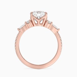 cushion kesim tektaş yüzük rose gold arka montür ve gövde detay