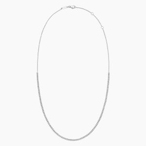 zincir uçları ve ön bölümde pırlanta dizilimi bulunan yarım suyolu kolye modeli