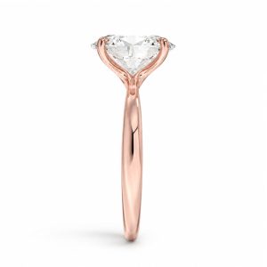 roze altın 2.50 karat oval kesim tektaş pırlanta yüzüğün profil görünümü
