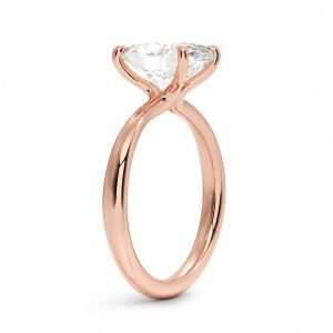 roze altın 2.50 karat oval kesim tektaş yüzüğün yan görünümü