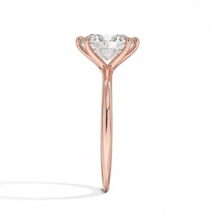 roze altın kavisli detaylı oval kesim pırlanta tektaş yüzük profil görünümü