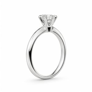 beyaz altın altı tırnak tiffany model tektaş pırlanta yüzük yan görünüm