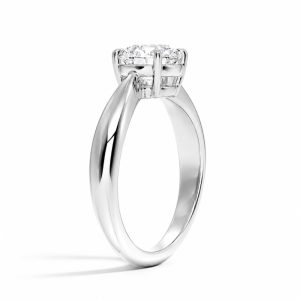 beyaz altın yüksek montürlü ve açık galerili 1.25 karat oval kesim tektaş pırlanta yüzük yan görünümü