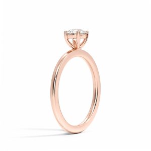 rose altın lale tırnaklı ve açık galerili 0.50 karat yuvarlak tektaş pırlanta yüzük yan görünümü