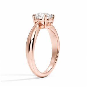 rose altın açık galerili ve yüksek montürlü 1.25 karat oval kesim tektaş pırlanta yüzük yan görünümü