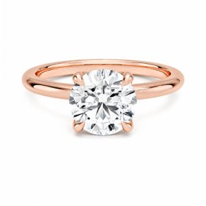 rose altın 1.50 karat yuvarlak kesim tektaş pırlanta yüzük ön görünüm, dört tırnaklı solitaire tasarım