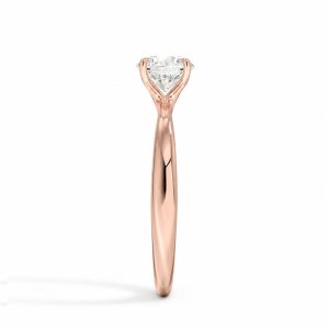 roze altın 0.80 karat d renk yuvarlak kesim tektaş yüzük profil görünümde taş yuvası detayı